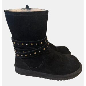 UGG Clovis Black Studded Suede Sheepskin Short Boots